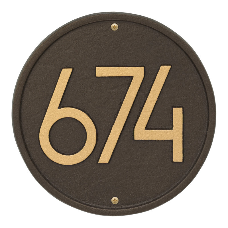 Plaque d'adresse murale 1 ligne personnalisée, Bronze vieilli, Oui