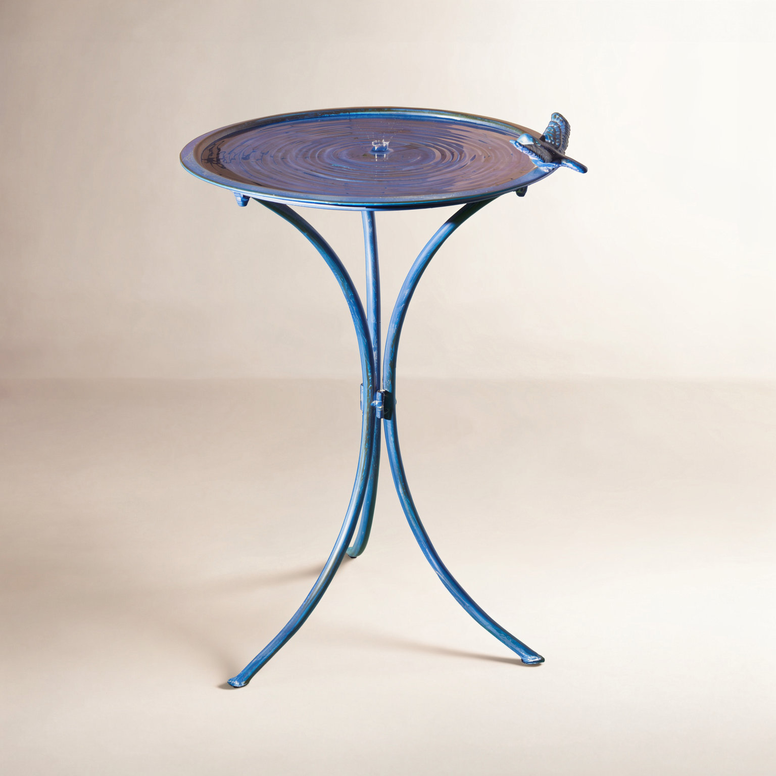 Allison Metal Fountain Birdbath, Antique Blue