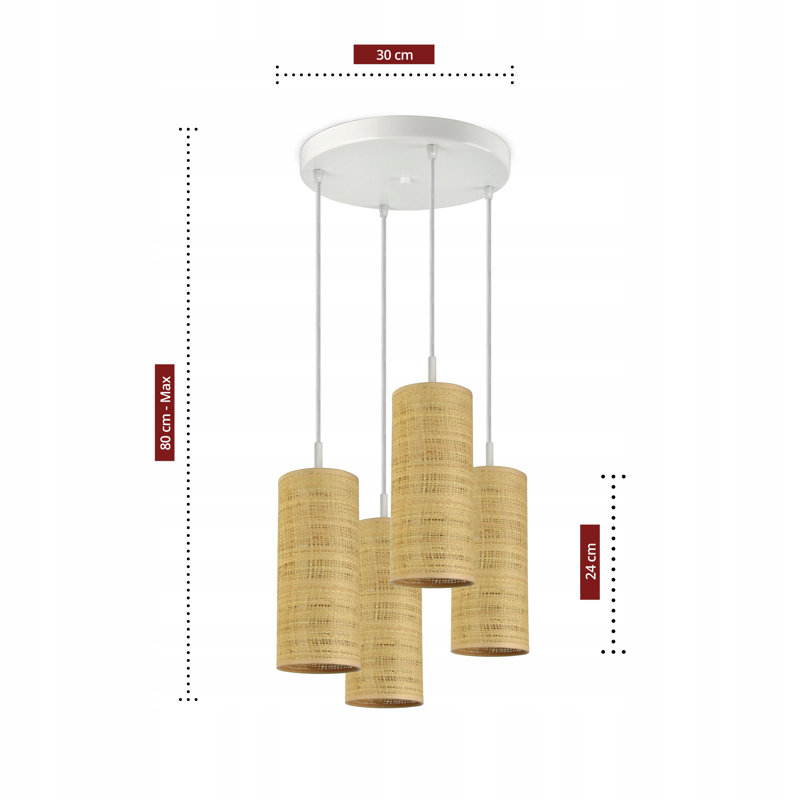Abron 4 - Light Rattan Cluster Pendant