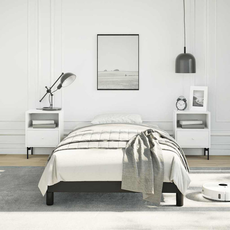 Lit vidaXL, lit plateforme tapissier en similicuir, sans matelas, Simple TG, Noir