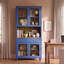 Bibliothèque Corretta 5 niveaux (183 cm H x 86 cm L) avec portes vitrées et grand espace de rangement, étagère à livres avec tiroir en bois, style bibliothèque de ferme, idéale pour le salon, le bureau ou la cuisine, beige.-270183076-270183078