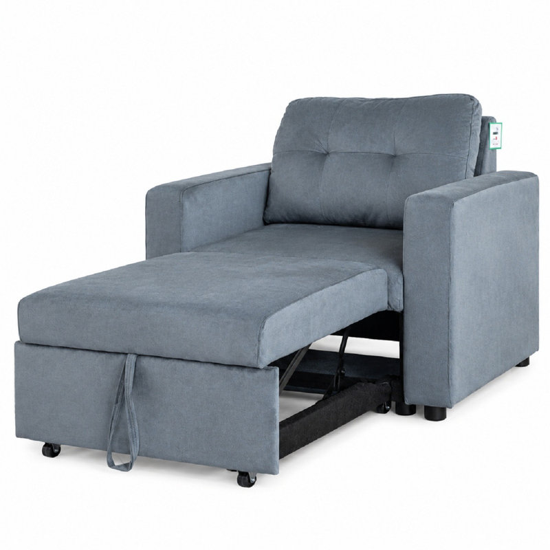 Upholstered Convertible Chair, Dark Grey
