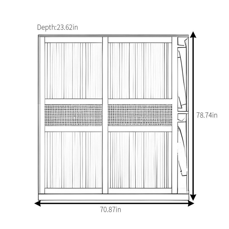 Armoire rétro en rotin tissé classique, H 78,74 po x l 70,87 po x P 23,62 po