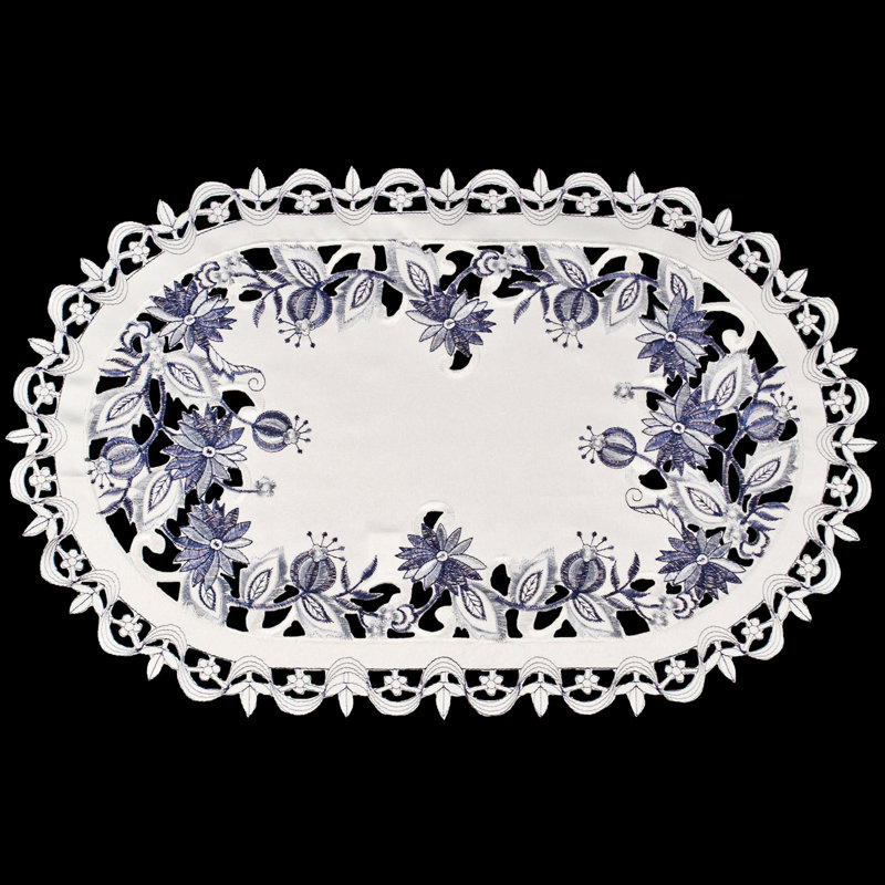 Sherika Delft Blue Onion Flower on Ivory (11" x 17")