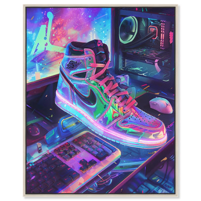 PC Sneaker Canvas Neon Sneaker Art by Art Remedy