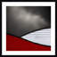 «Wavy red White toit» par Sayreville, impression sur bois encadrée-194482588