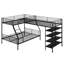 Lit superposé en L et lit mezzanine avec quatre tablettes intégrées