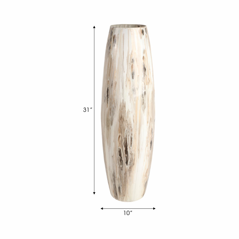 Grand vase en verre Leika, Ivoire ivoire, H 31 po x l 10 po x P 10 po
