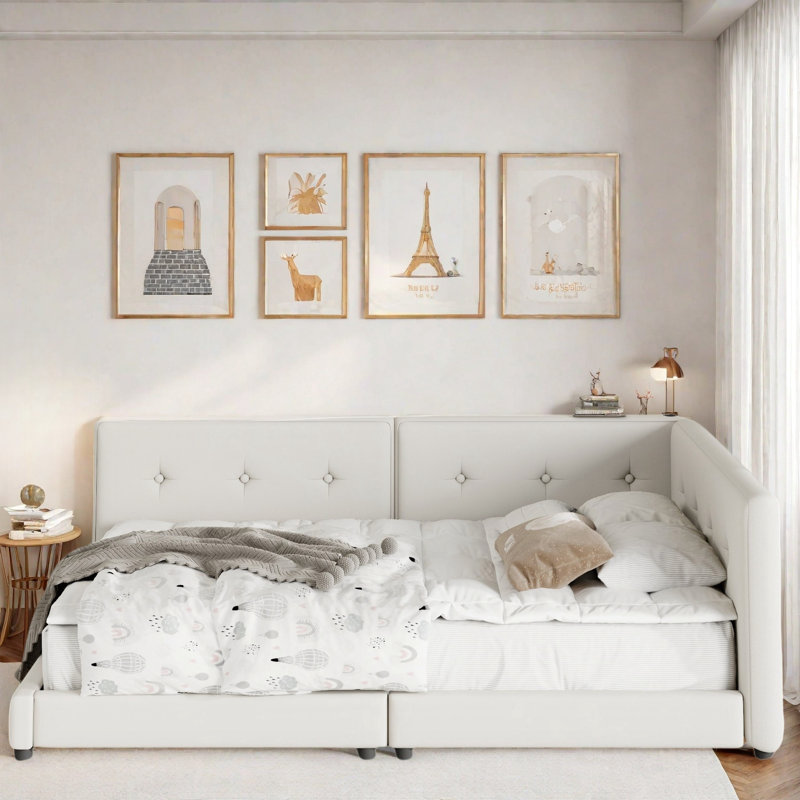 Modern Upholstered Platform Bed With Usb Ports, Queen