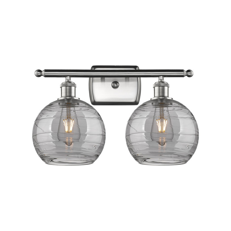 Éclairage pour meuble-lavabo à 2 lumières à intensité variable Halvorson, Ampoule non incluse, Nickel satiné
