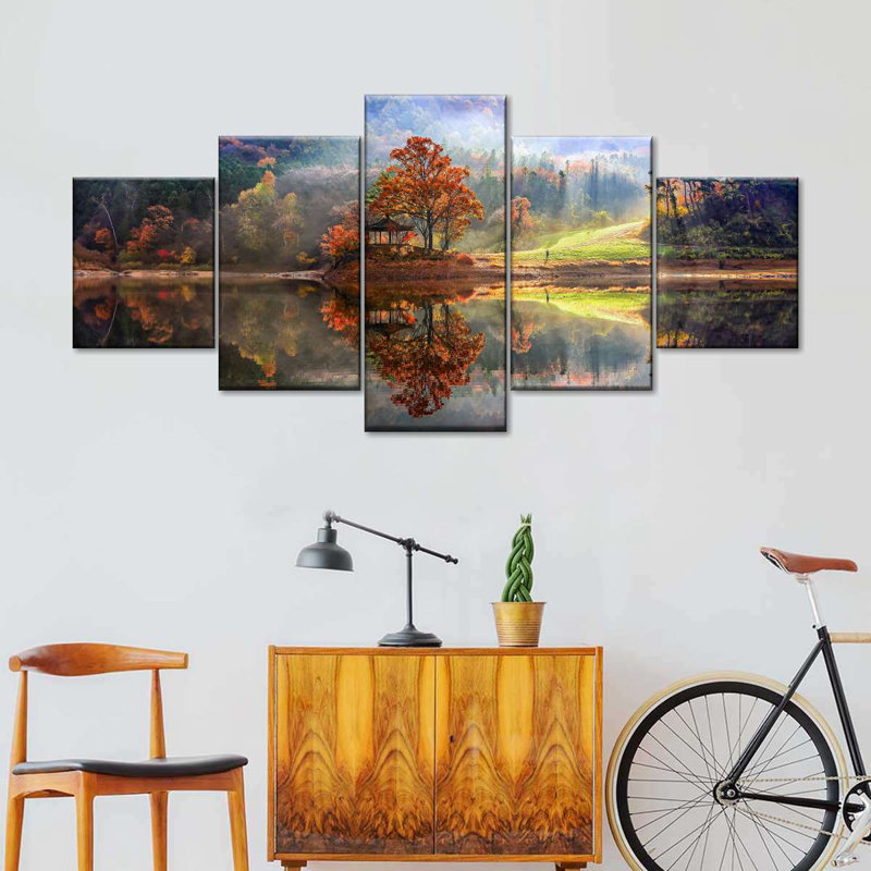 «Enchanted Lake Wall Art», reproduction d'art sur toile, H 55 po x l 24 po x P 1,25 po