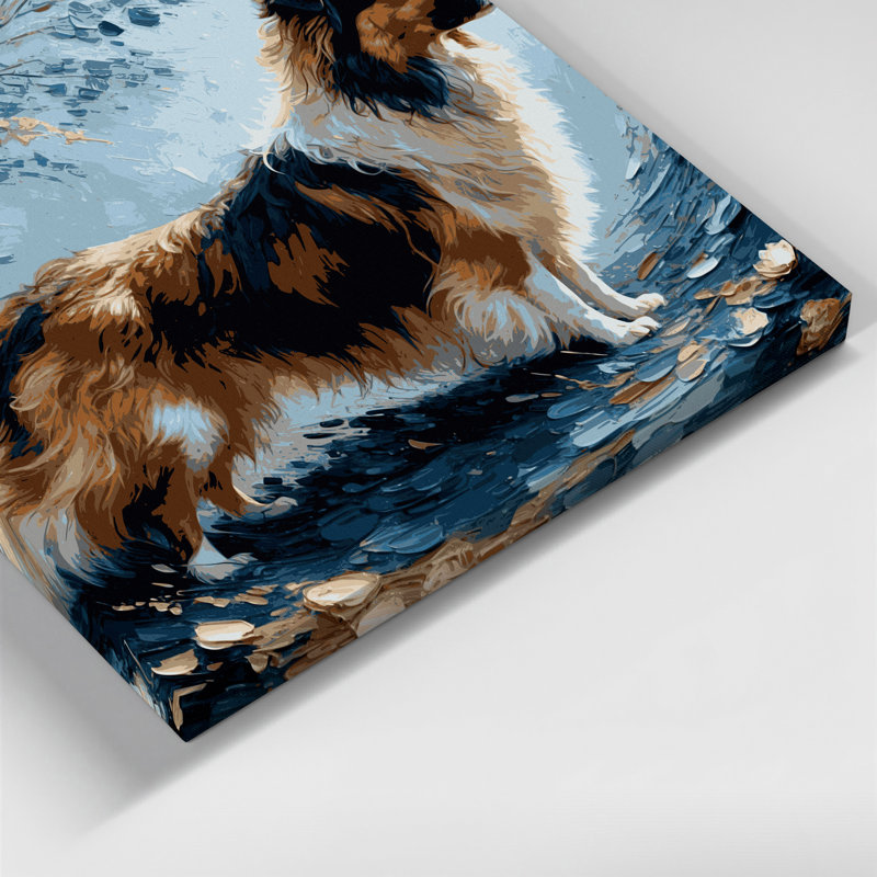 «Dogs Shetland Sheepdog», art mural sur toile grise, H 16 po x l 20 po