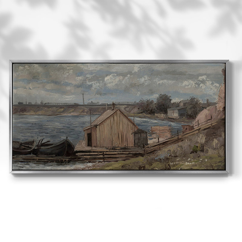 Série paysage - CDXC - Toile tendue avec châssis encadré - Prêt à être accroché, H 21 po x l 41 po, Argent argent