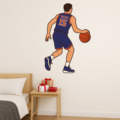 Signe de décoration de salle de basketball personnalisé - décoration murale de basketball avec nom et numéro - décalcomanie de murs de basketball pour cadeau de Noël de chambre d'enfant