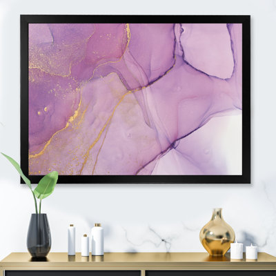 Reproduction d'art sur toile rose et marbre