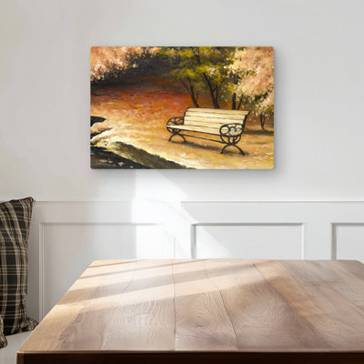 Park bench by fall - Livingroom Landscapes metal print decor