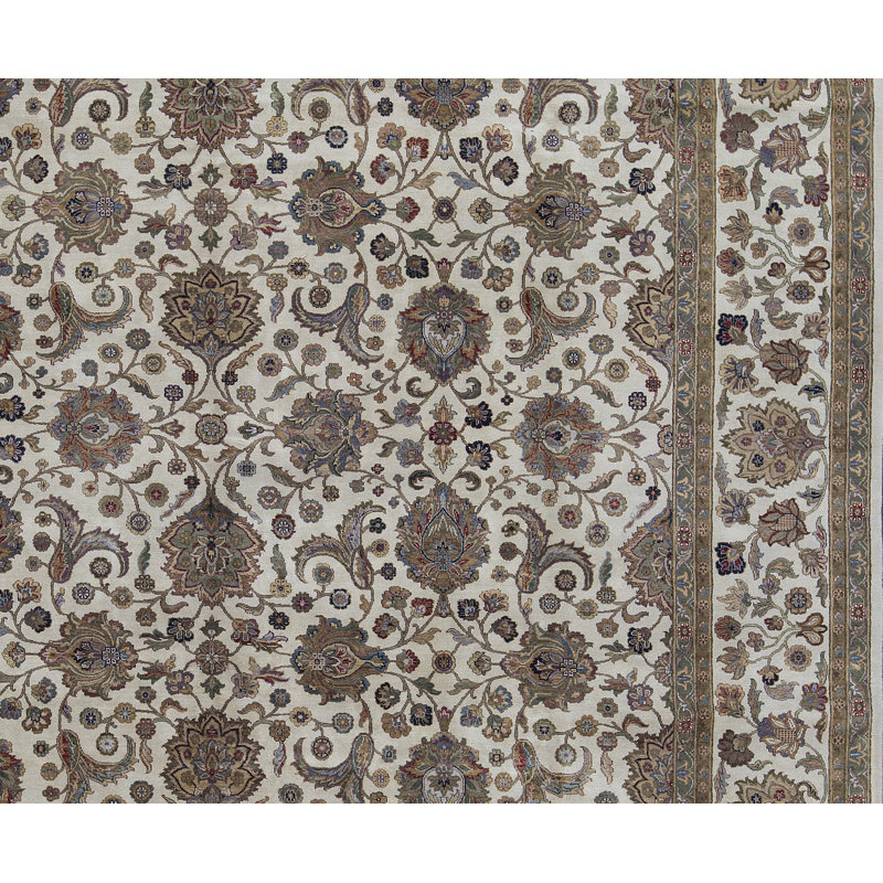 Tapis crème et crème noué à la main de haute qualité