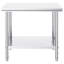 Table 35 po x 24 po 31 po en acier inoxydable avec 3 tablettes réglables, capacité de 700 lb pour le restaurant et la cour