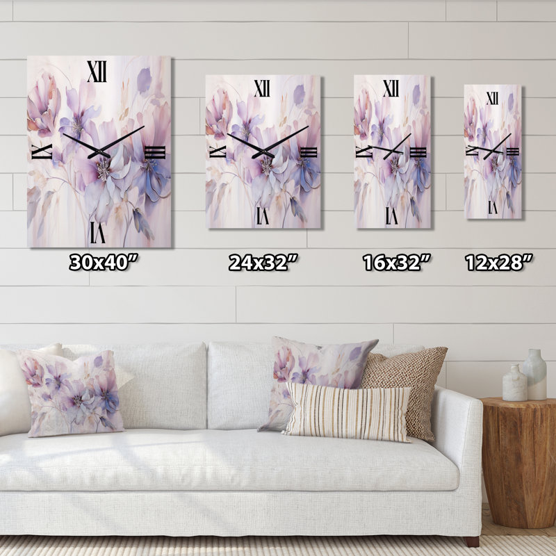 Horloge murale Botanical Whispers I - Abstract Botanicals, H 40 po x l 30 po x P 1 po