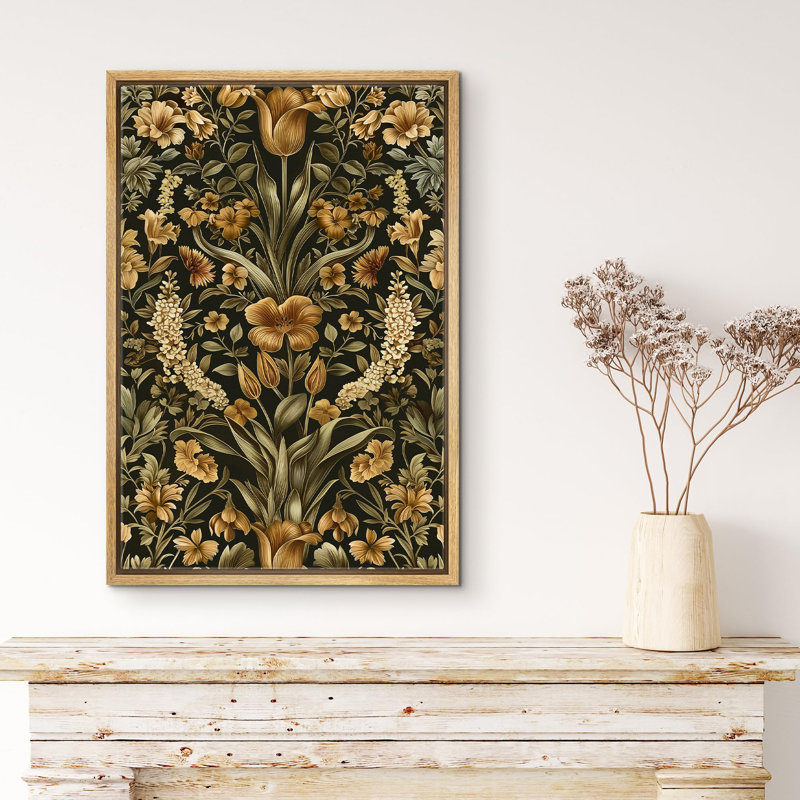 «Vibrant Wildflower Ornate», Encadré naturel, H 36 po x l 24 po