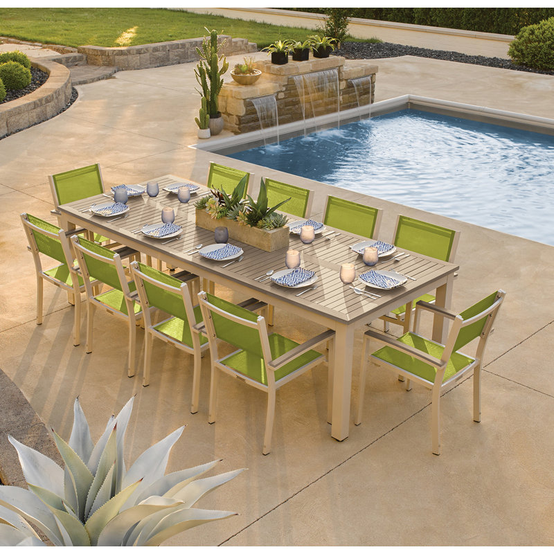 Travira Stacking Patio Dining Chair, Go Green, Tekwood Vintage, Flint