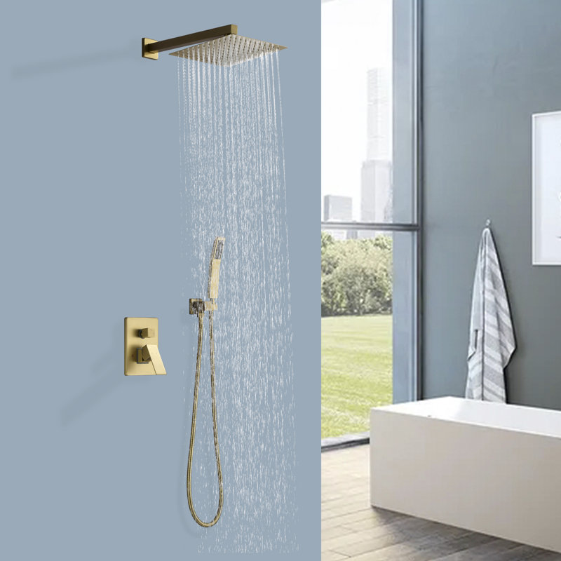 Système de douche complet avec valve brute, Or brossé