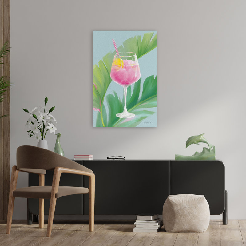 Cocktail tropical IV - cocktail bleu - art vert, H 36 po x l 24 po