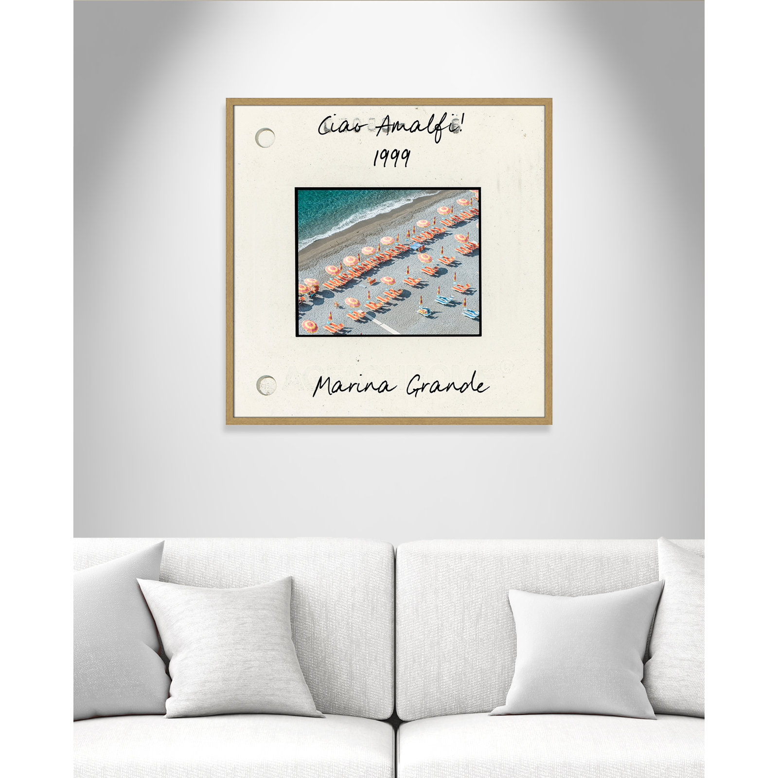 Amalfi, Italy - Marina Grande Print by Danita Dalmont, 32" H x 32" W x 0.75" D, Natural Single Picture Framed Paper