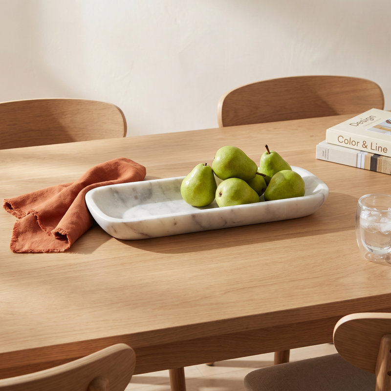 White Marble Organic Shaped Rectangular Tray