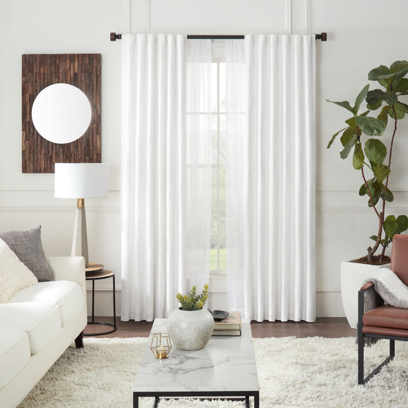 Mode Premium Collection 1 1/8 in Diameter Curtain Rod Set with Geo Finials and Steel Wall Mounted Adjustable Rod, 36" - 72"