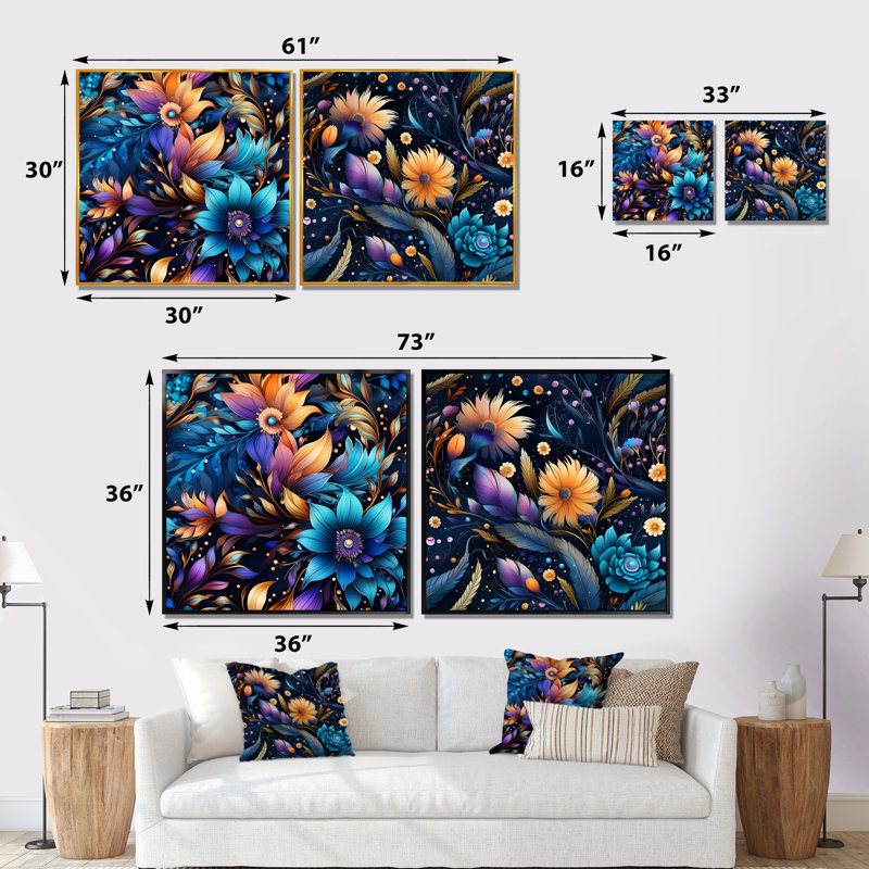 Adoxa - ensemble de 2 reproductions d'art sur toile, Toile tendue, H 16 po x l 33 po x P 1 po