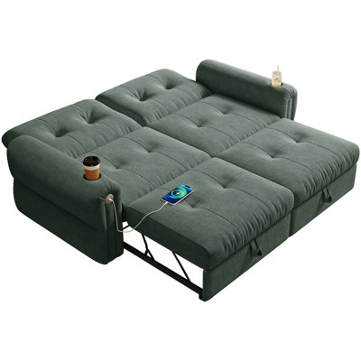 2 In 1 Multi-Functional Convertible Sleeper Sofa Bed With Side Pockets,77" Modern Velvet Pull Out Couch Bed For Apartment Office Bedroom Living Room by Latitude Run