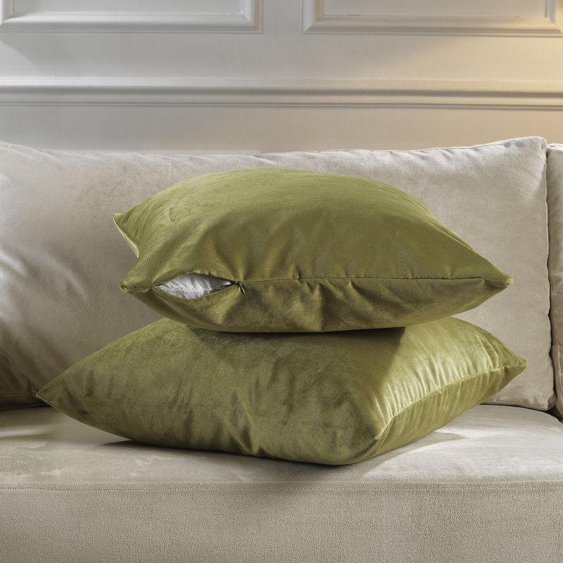 Matte Velvet Pillow Cover, 16" x 16", 29 Olive