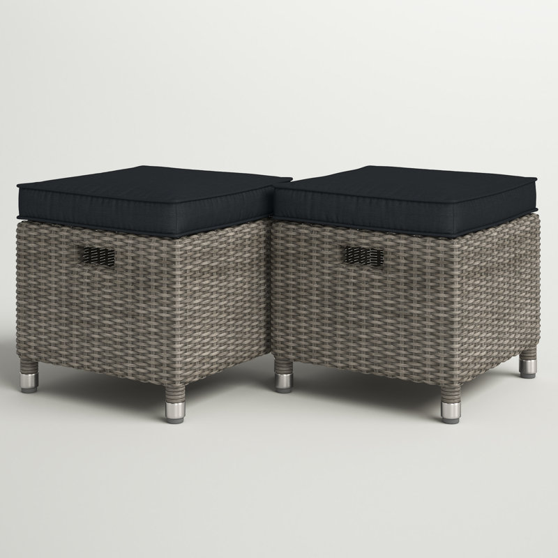 Ensemble d'extérieur de 17 po de large avec 2 repose-pieds et coussins carrés Acuff