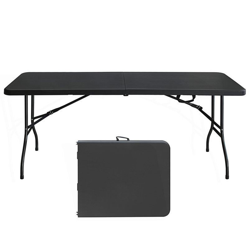 Table pliante 6 pi, table en plastique portable, H 29,03 po x l 70,92 po x P 29,03 po, Noir, Noir