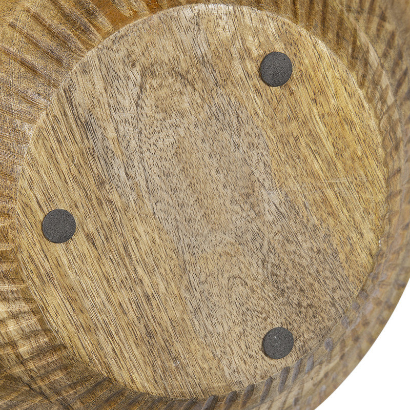 Bol décoratif rond en bois de manguier D12x4 ", bol en bois sculpté naturel