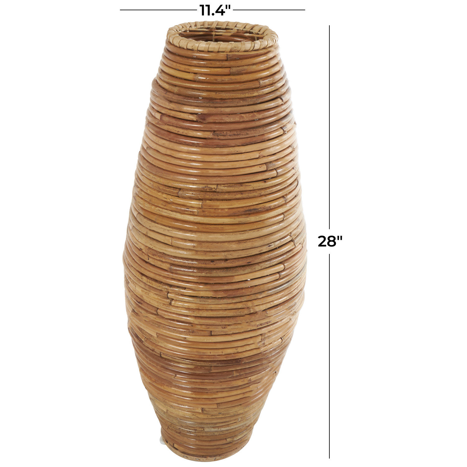 Rika Handmade Rattan Floor Vase, 28" H x 11.4" W x 11.5" D