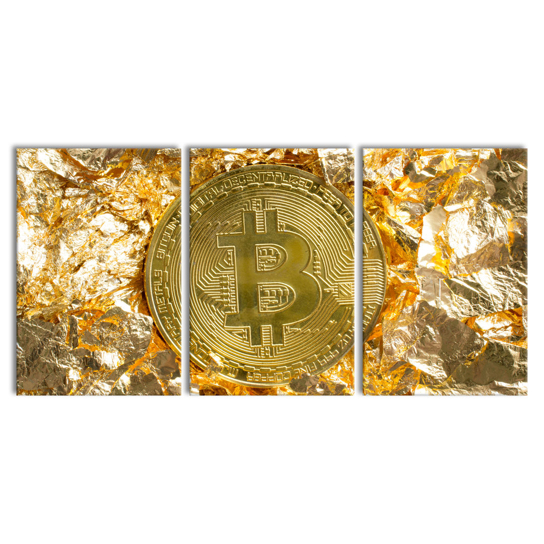 Leinwandbild Bitcoin BTC Goldpapier