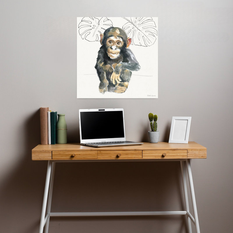 Doux animaux, art animalier singe contemporain, H 18 po x l 18 po