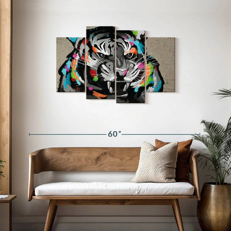Tiger Ferocity Abstract Colour, 27" H x 43" W