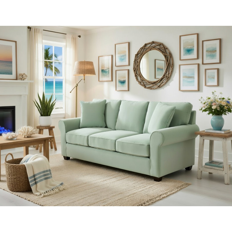 Canapé à accoudoirs arrondis de 81 po avec coussins réversibles Ardmont, Eucalyptus