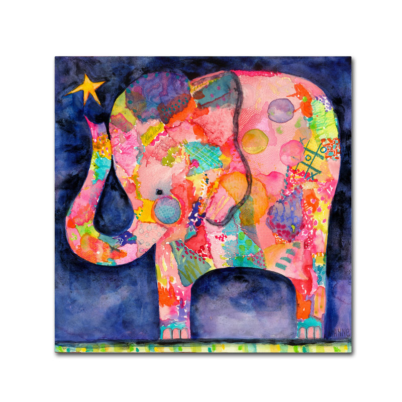 Wrapped Canvas Wall Art - Wyanne 'All Within Reach Elephant' Wall Art for Living Room, Bedroom, or Office Décor - 24x24