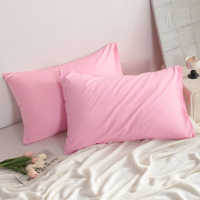 Taies d'oreiller en coton doux et respirant avec fermeture à enveloppe, housses de coussins de chambre à coucher confortables toutes saisons, paquet de 2