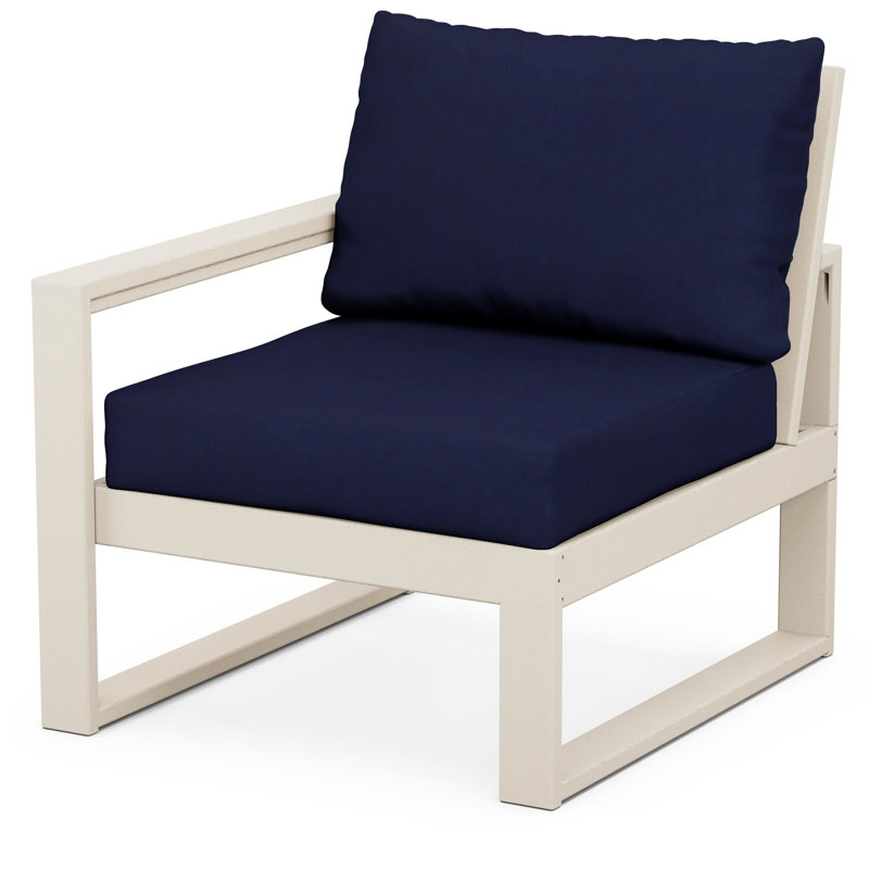 POLYWOOD Outdoor Lounge Chair, Mahogany, Navy