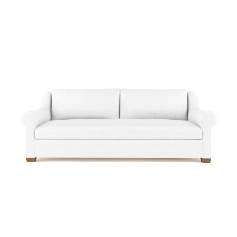 Canapé Thompson, H 32 po x l 84 po x P 41 po, Cuir rétro blanc, Brun foncé