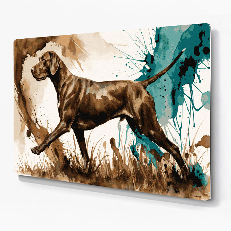 «Dogs Pointer», art mural en métal beige, H 11 po x l 14 po