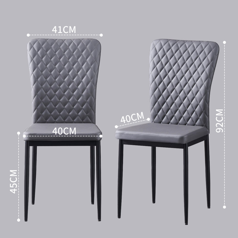 Lelania Modern Faux Leather Upholstered Dining Chairs, Dark Grey