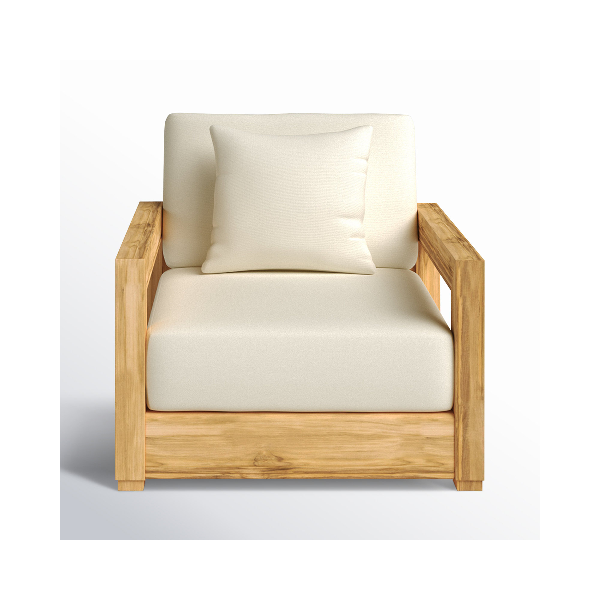 Melrose Teak Outdoor Lounge Chair, Beige