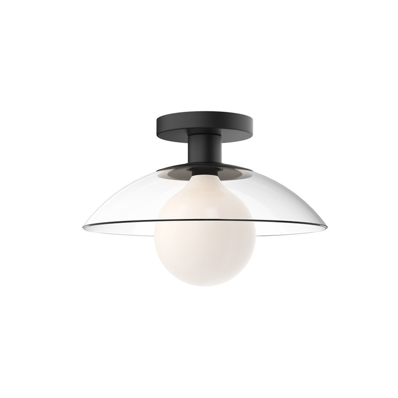 Plafonnier semi-encastré 1 lumière 11,88 po Finola, Noir mat
