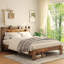 Structure de lit plateforme très grand en bois avec rangement, tête de lit à DEL, ports USB et assemblage facile, brun foncé-21720469